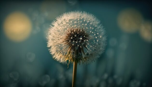  a dandelion with a blurry background and a blurry image of the dandelion in the foreground is a blurry background.  generative ai