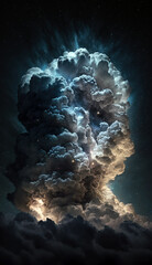 Fototapeta na wymiar night sky with massive clouds background (created with Generative AI)