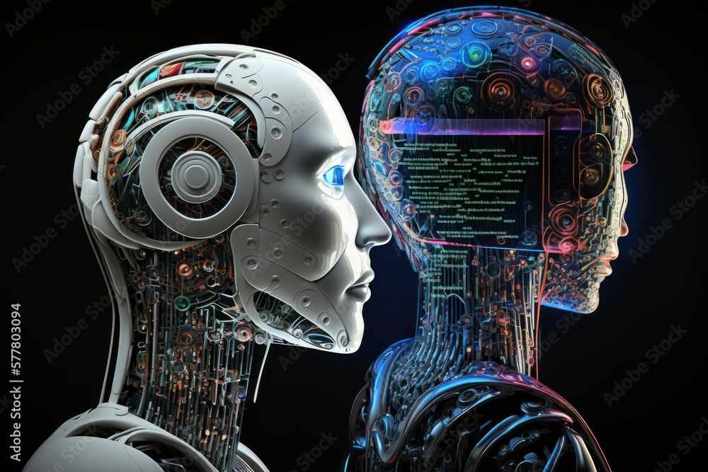 Poster robot cyborg of the future. the concept of the development of artificial intelligence. ai generated