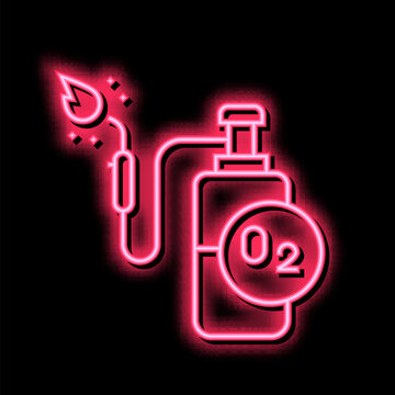 oxygen cylinder for welding neon glow icon illustration