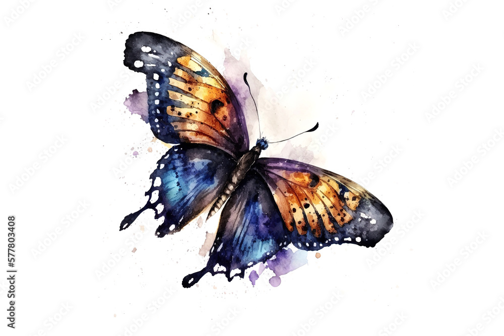 Canvas Prints butterfly painted with watercolors isolated on a white background. Generative AI