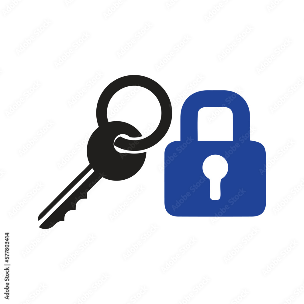 Sticker lock and key icon