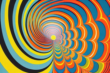 1960s psychedelic art, Hippie trippy retro background,  bright rainbow colors and groovy rainbow starburst sunburst swirl pattern in pop art style - generative ai