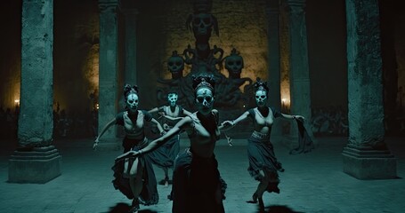 Fototapeta premium Epic Dance of Death. Dead Dancers Dancing in the Underworld. Generative AI.