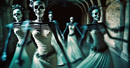 Fototapeta na wymiar Epic Dance of Death. Dead Dancers Dancing in the Underworld. Generative AI.