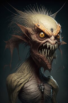 Scary Monster Horror Creature Character Design. Generative AI.