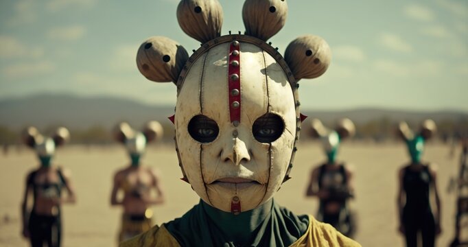 AI Generated Post-Apocalyptic Carnival of Freaks and Mutants. Generative AI.