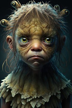 Strange Fantasy Child Character From the Wild. Generative AI.