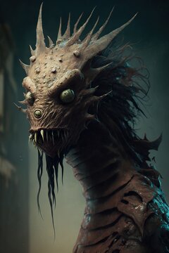 Scary Monster Horror Creature Character Design. Generative AI.