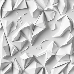 Obraz premium Seamless white crumpled paper background texture pattern. Tileable wrinkled high resolution arts and craft flat lay backdrop with copy space. Artistic abstract creative concept rendering