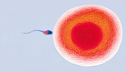 Sperm and egg cell. Concept natural fertilization banner. Generation AI