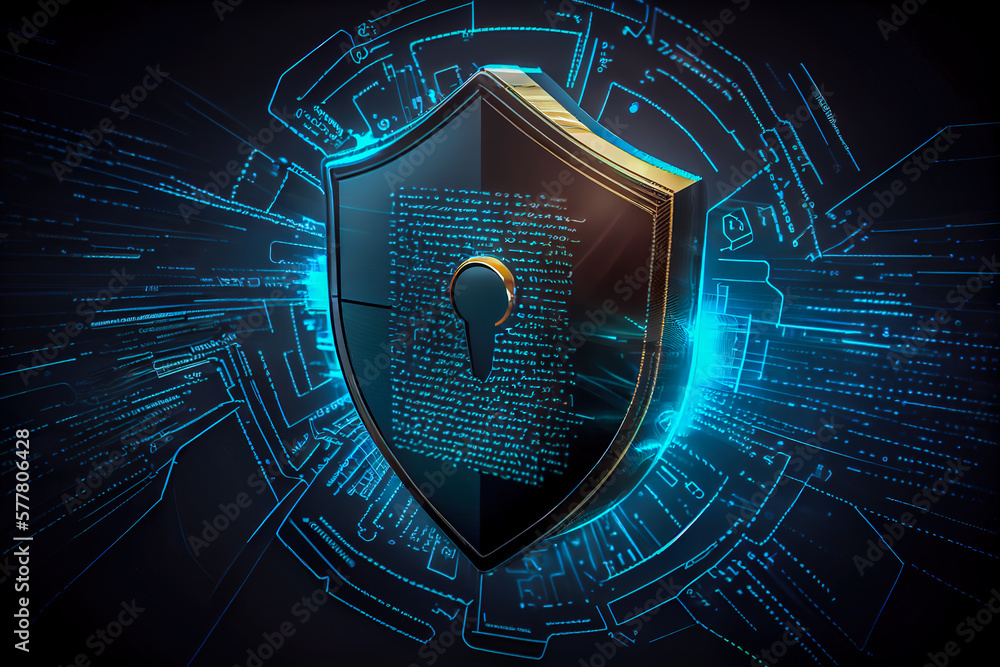 Poster shield in the form of a castle. data protection concept. generative ai, generative, ai