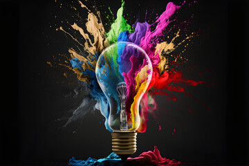 Lightbulb artistic colourful explosion 