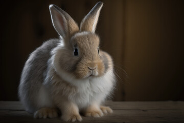 Fototapeta premium A fluffy cute little rabbit. Generative AI
