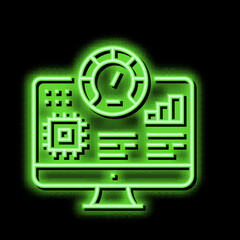 testing semiconductor manufacturing neon glow icon illustration