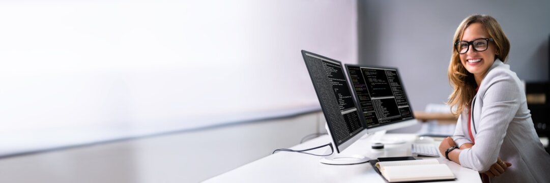 Developer Programmer Woman Coding Software