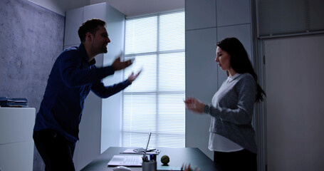 Workplace Conflict. Shouting Arguments To Each Other