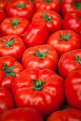 Blurred picture for background. Fresh vegetables. Red tomatoes.