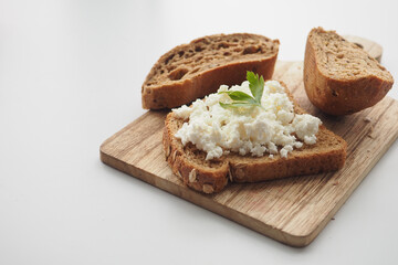 fresh paneer on a bread on table 