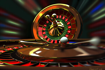 Roulette Wheel Game at Casino, Abstract Art (Generative AI)