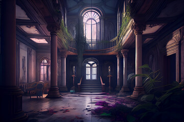 Fototapeta premium abandoned building interior.generative ai
