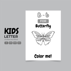 Vector illustration of educational alphabet coloring book page with cartoon characters for kids
