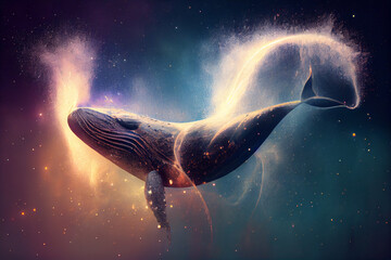 Fototapeta na wymiar whale in space.generative ai