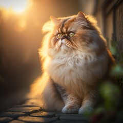 Beauty portrait of a Persian Cat - AI technology