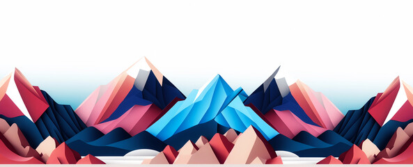 Naklejka premium Fantasy mountain landscape, illustration. Pink mountains against the blue sky