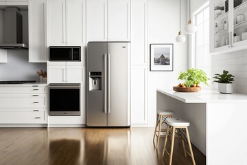 Modern bright kitchen interior - Generative AI