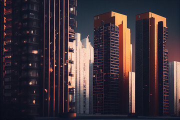 High-Rise Buildings in a Modern City.generative ai