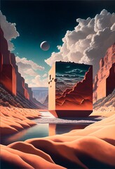 Surreal mirrored sunset in the desert - generative art