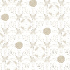 Ecru natural linen effect patterned coastal geo background. Seamless coastal blur cream cloth effect geometric mosaic effect. Beach cottage style fabric repeat.