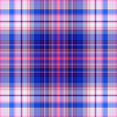 Nautical gingham in coastal beach house check fabric tile. Seamless red blue white sailor flannel textile tartan repeat swatch.