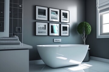 Modern bathroom interior - Generative AI