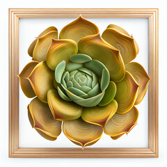 Succulent rosette framed on white background - Generative Art