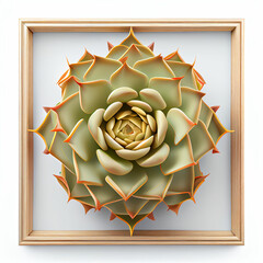 Succulent rosette framed on white background - Generative Art