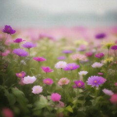pink flowers in the field. Generative AI