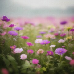 Obraz premium pink flowers in the field. Generative AI