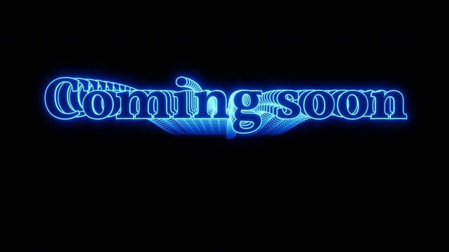 Coming soon neon text wave loop animation background