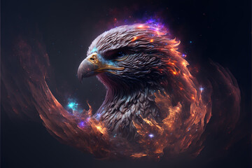 Eagle shaped galaxy illustration Generative AI