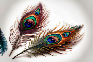 Obraz premium Abstract beautiful colored feathers. Abstract background or wallpaper. Wall art design.. Generative AI.