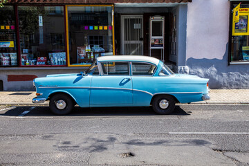 old Opel Rekord parks at a street in Schotten