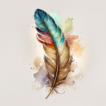 Abstract beautiful colored feathers. Abstract background or wallpaper. Wall art design.. Generative AI.