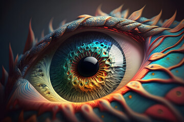 Psychedelic abstract eye. Generative AI