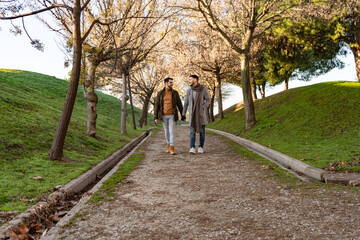 Fototapeta premium Gay couple walking together in life