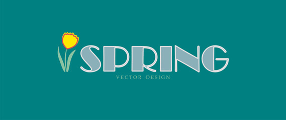 Vector illustration. Simple background, spring, flower, blue colors. Packaging design, brochure postcards, socbannerial networks, banner