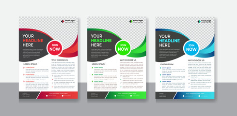 Modern Template vector design for Brochure, Annual Report, Magazine, Poster, Corporate Presentation, Portfolio, Flyer, layout modern with blue, green, and  color size A4, Front and back, Easy to use. 