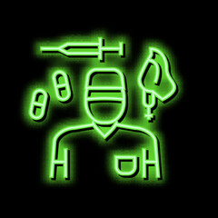 anesthesiologist anesthesia tool and drug neon glow icon illustration