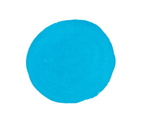 Watercolor round spot isolated on a transparent background. Blue paint, background